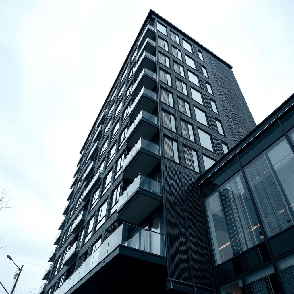 High-contrast architectural photography of a modern Canadian